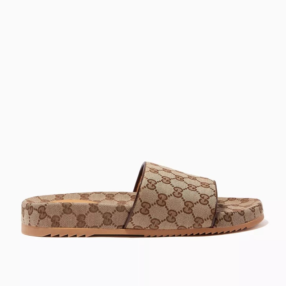 Gvc*1 Men’s Beige & Brown-GG Slide Sandals For Men 624695 H6320 9763