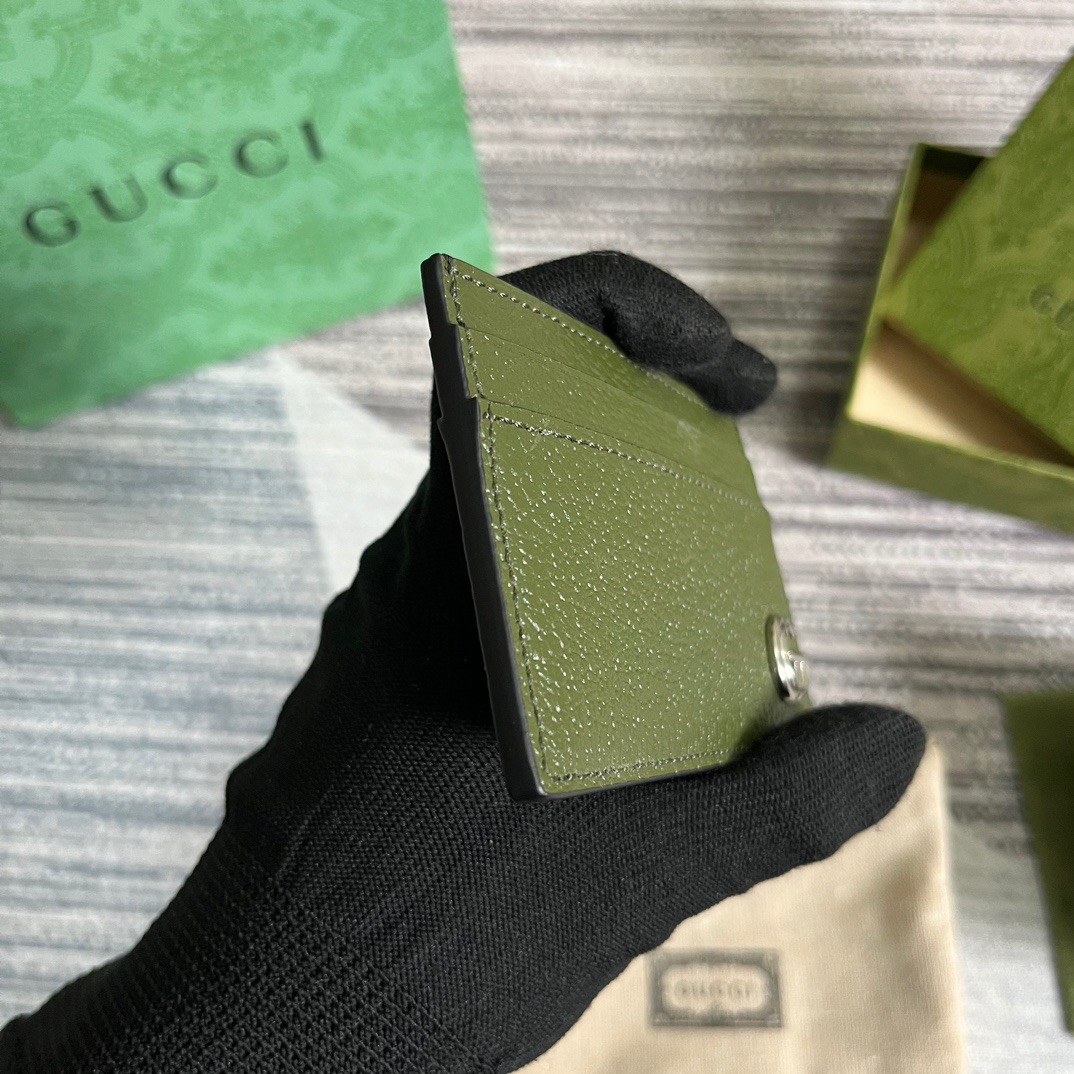 Gvc*1 GG Marmont Card Case Green For Men 4.2in/11cm ‎‎‎657588 DJ20F 3352