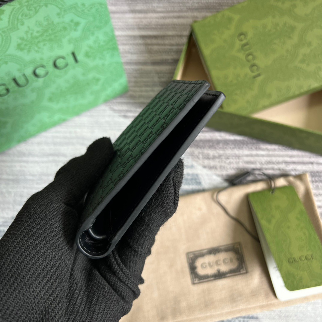 Gvc*1 GG MicroGvc*1ssima Bi-Fold Wallet Black For Men 4.3in/11cm ‎‎‎260987 BMJ1N 4009
