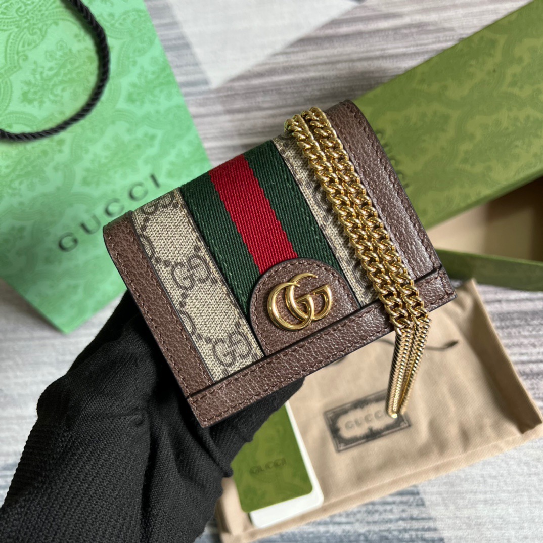Gvc*1 Ophidia GG Card Case Wallet Svp*me Canvas Beige For Women‎ 4.3in/11cm 523155 96IWG 8745
