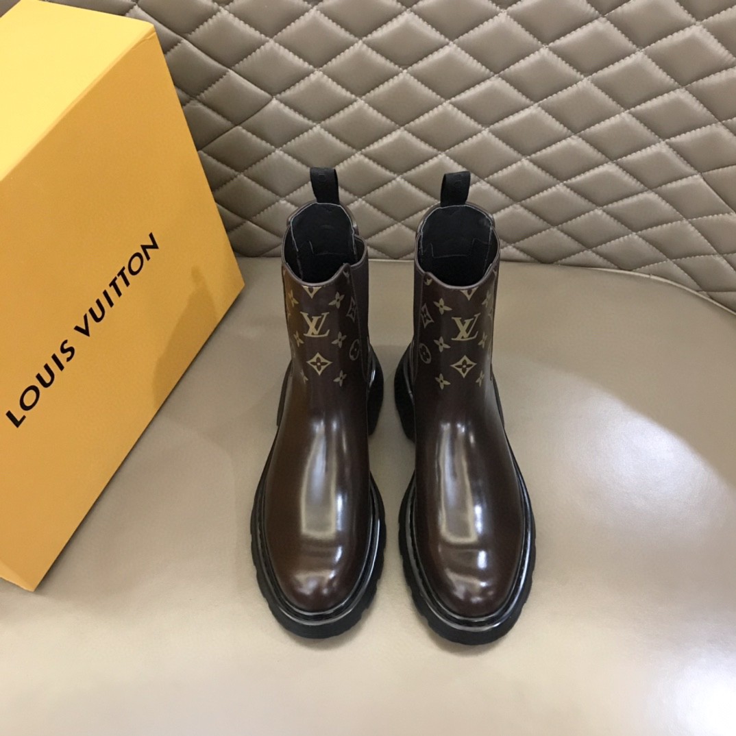 L0vis Vvtt0n LV Bold Chelsea Boots Monogram Flower Brown For Men 1A9FEI