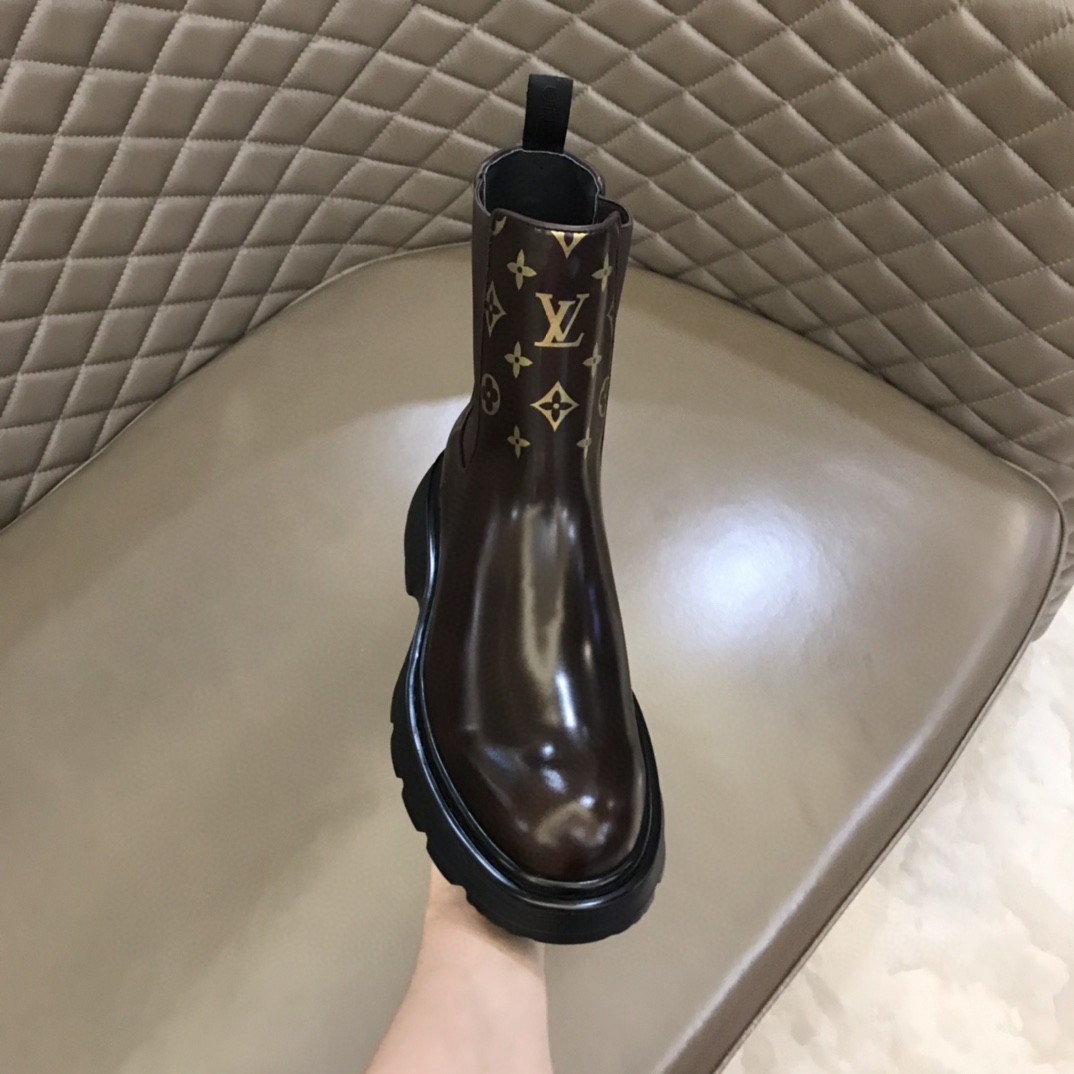 L0vis Vvtt0n LV Bold Chelsea Boots Monogram Flower Brown For Men 1A9FEI