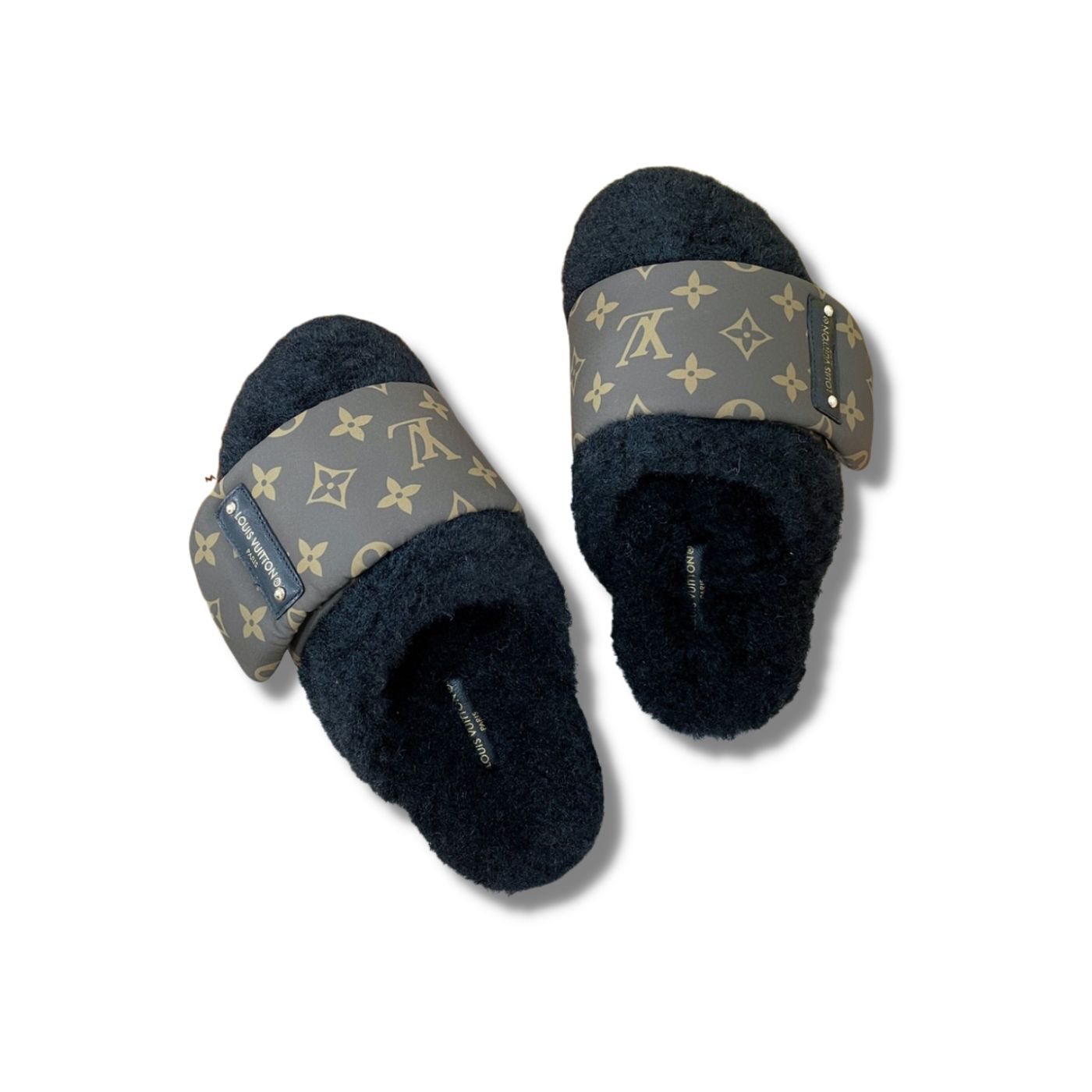 L0vis Vvtt0n Slipper Pillow Flat Comfort Mule Black For Women
