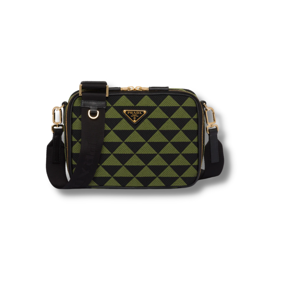 Pra*a Symbole Embroidered Fabric Bag Black Ivy Green For Men – 2VH069_2FKL_F0G5R_V_MOF