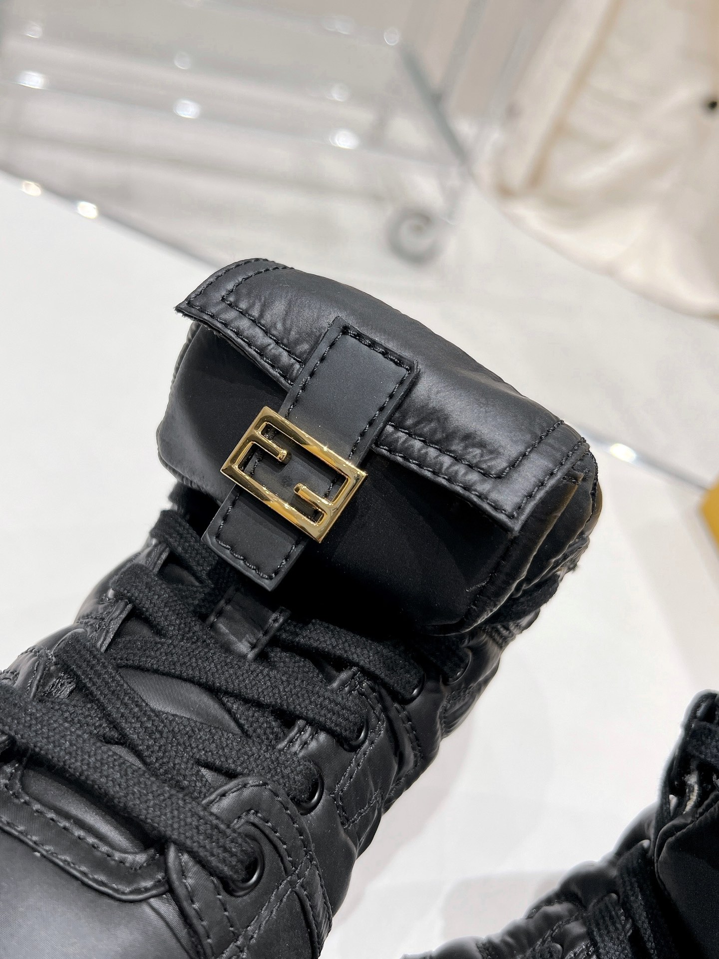 FD F**di Match Lace-Up High-Top Sneakers Black For Women