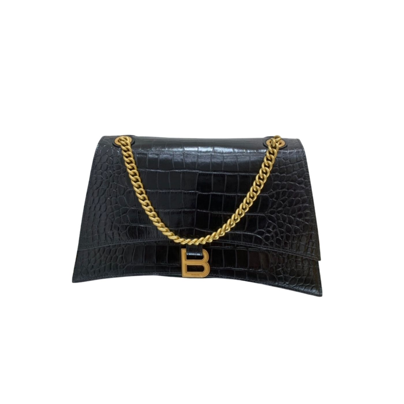 Ba1en*iaga Crush Medium Chain Bag Black/White For Women 12.2in/31cm