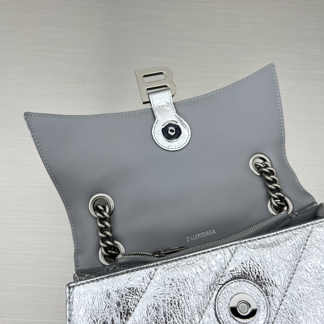 Ba1en*iaga Crush Small Chain Bag Black/Pink/Silver/White For Women‎ 9.8in/24.9cm 716351210J09001