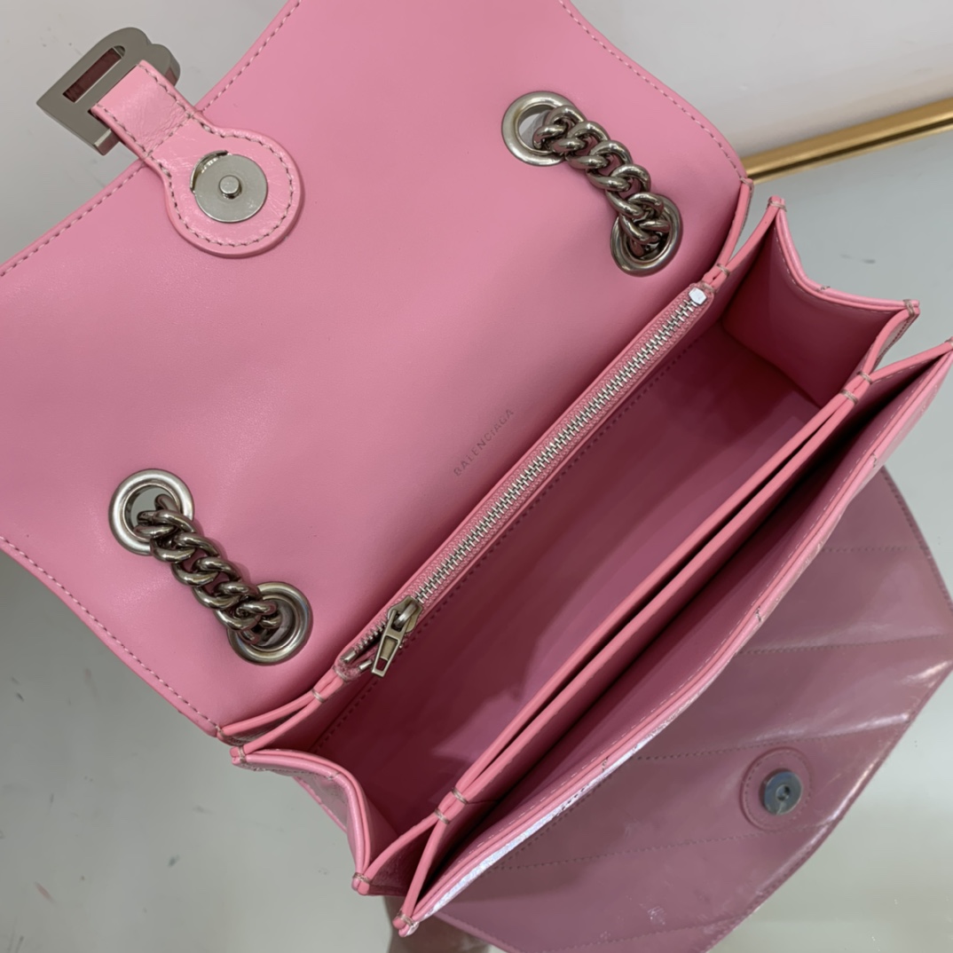 Ba1en*iaga Crush Small Chain Bag Black/Pink/Silver/White For Women‎ 9.8in/24.9cm