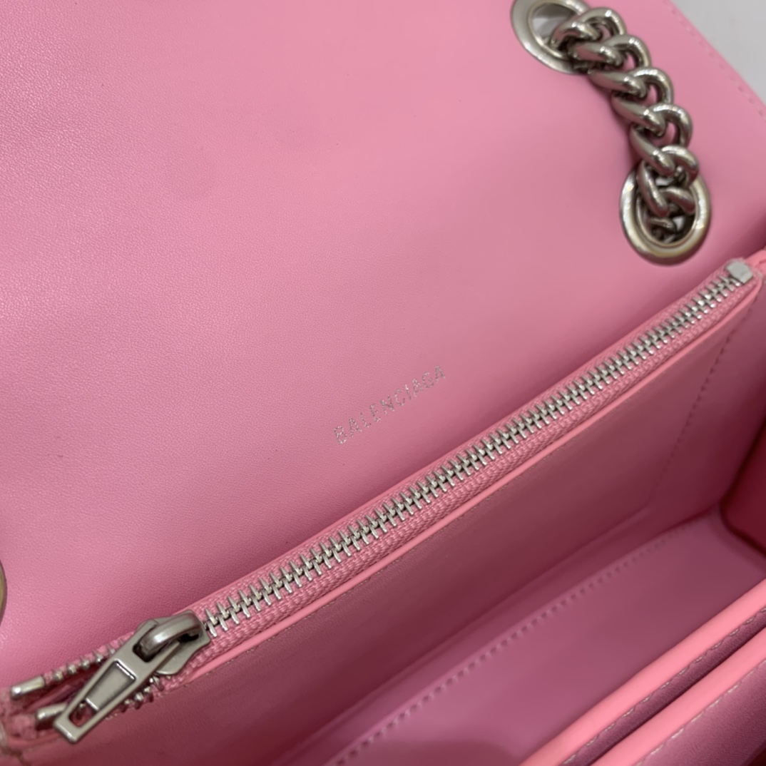 Ba1en*iaga Crush Small Chain Bag Black/Pink/Silver/White For Women‎ 9.8in/24.9cm