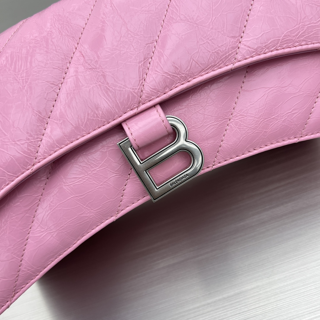 Ba1en*iaga Crush Small Chain Bag Black/Pink/Silver/White For Women‎ 9.8in/24.9cm 716351210J09001