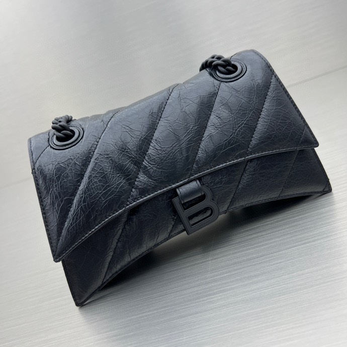 Ba1en*iaga Crush Small Chain Bag Black/Pink/Silver/White For Women‎ 9.8in/24.9cm 716351210J09001