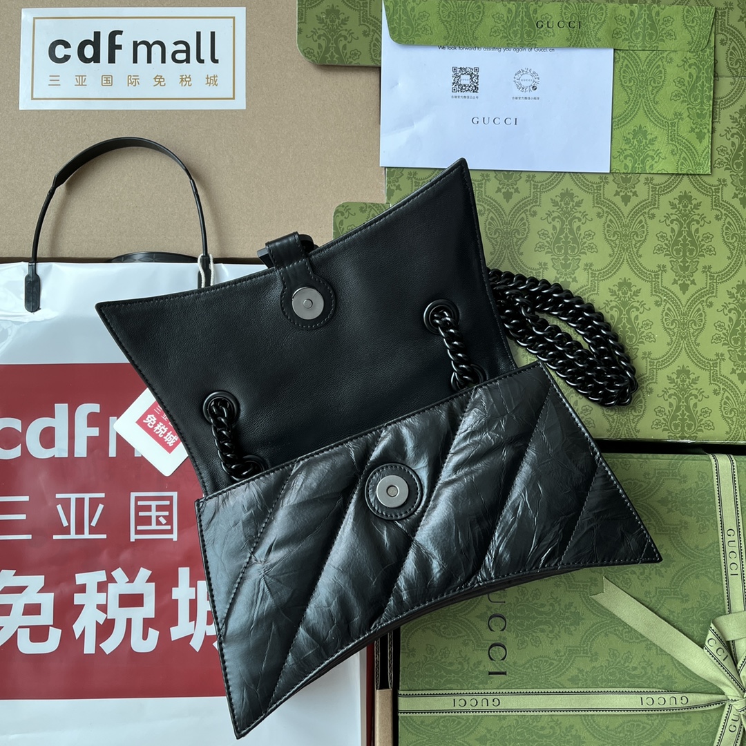 Ba1en*iaga Crush Small Chain Bag Black/Silver/White For Women‎ 9.8in/24.9cm 716351210IY1000