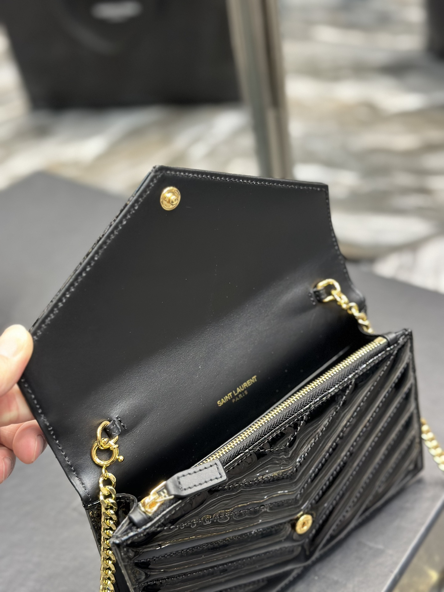Sa1nt Lau*nt Envelope Small Bag Black For Women‎ 7.5in/19cm