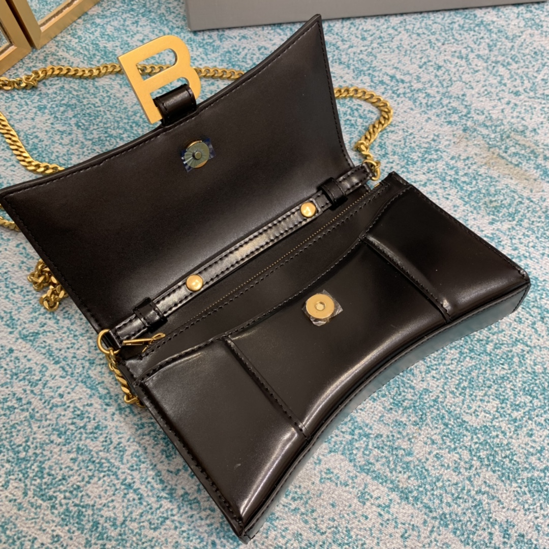 Ba1en*iaga Hourglass Wallet Black/Light Orange For Women‎ 7.6in/19cm 6560501QJ4M1000