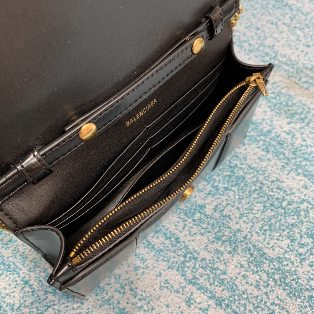 Ba1en*iaga Hourglass Wallet Black/Light Orange For Women‎ 7.6in/19cm 6560501QJ4M1000