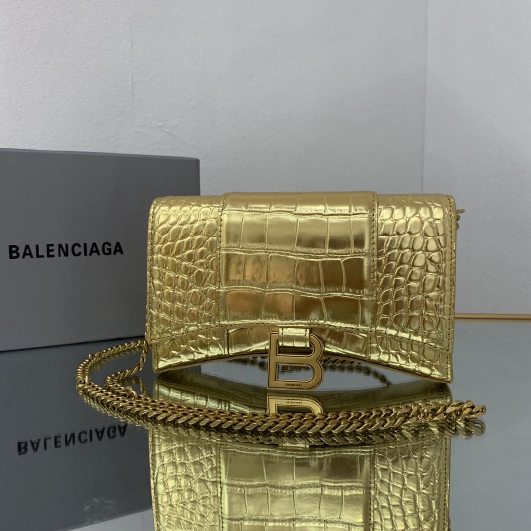 Ba1en*iaga Hourglass Wallet Silver/Grey/Gold/Green/Black For Women‎ 7.6in/19cm 6560502UDF71000