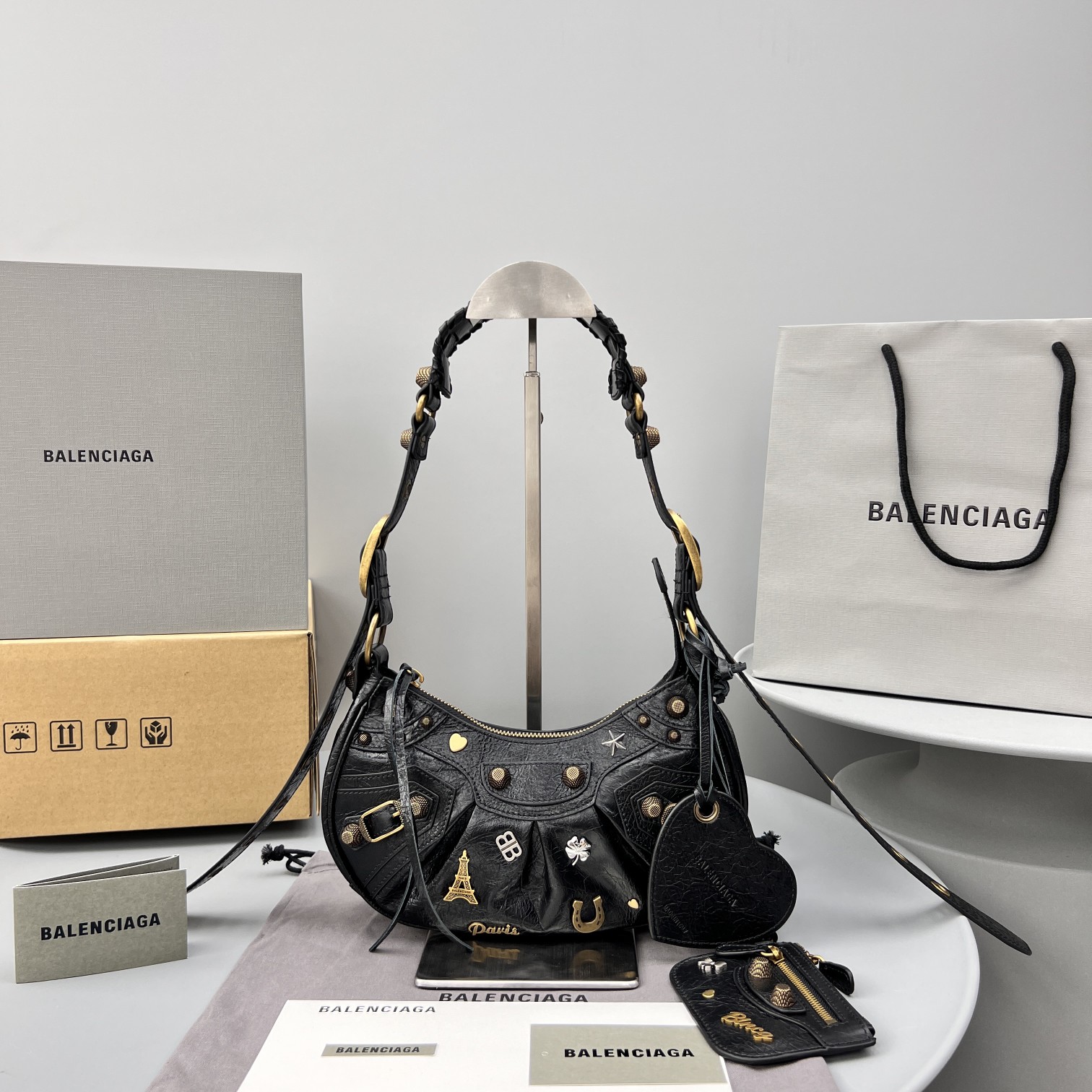 Ba1en*iaga Le Cagole Shoulder Bag Black For Women‎ 10in25.5cm