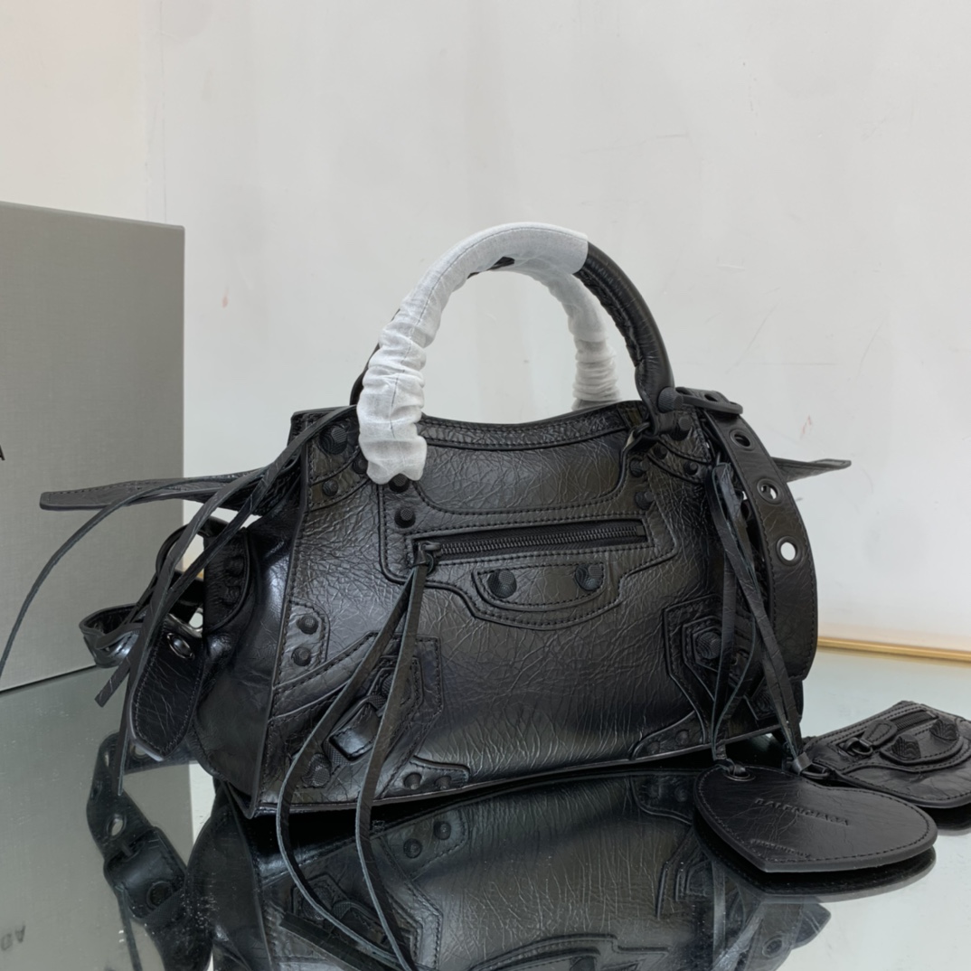 Ba1en*iaga Neo Cagole City Small Handbag Black/Silver For Women‎ 13in/33cm