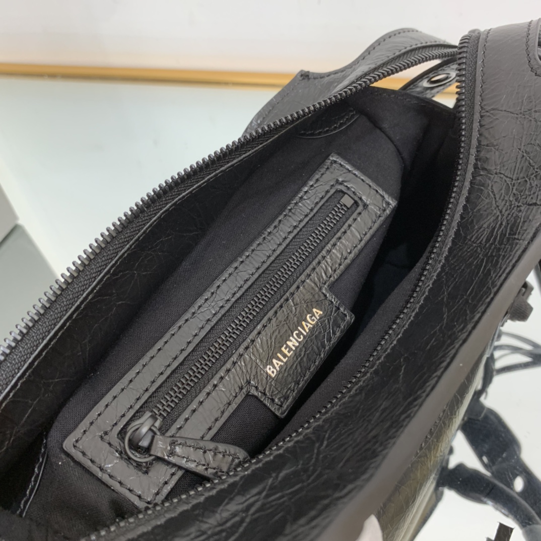 Ba1en*iaga Neo Cagole City Small Handbag Black/Silver For Women‎ 13in/33cm