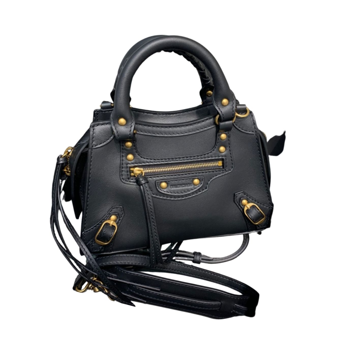 Ba1en*iaga Neo Classic Mini Handbag Black/White For Women‎ 8.6in/21.8cm