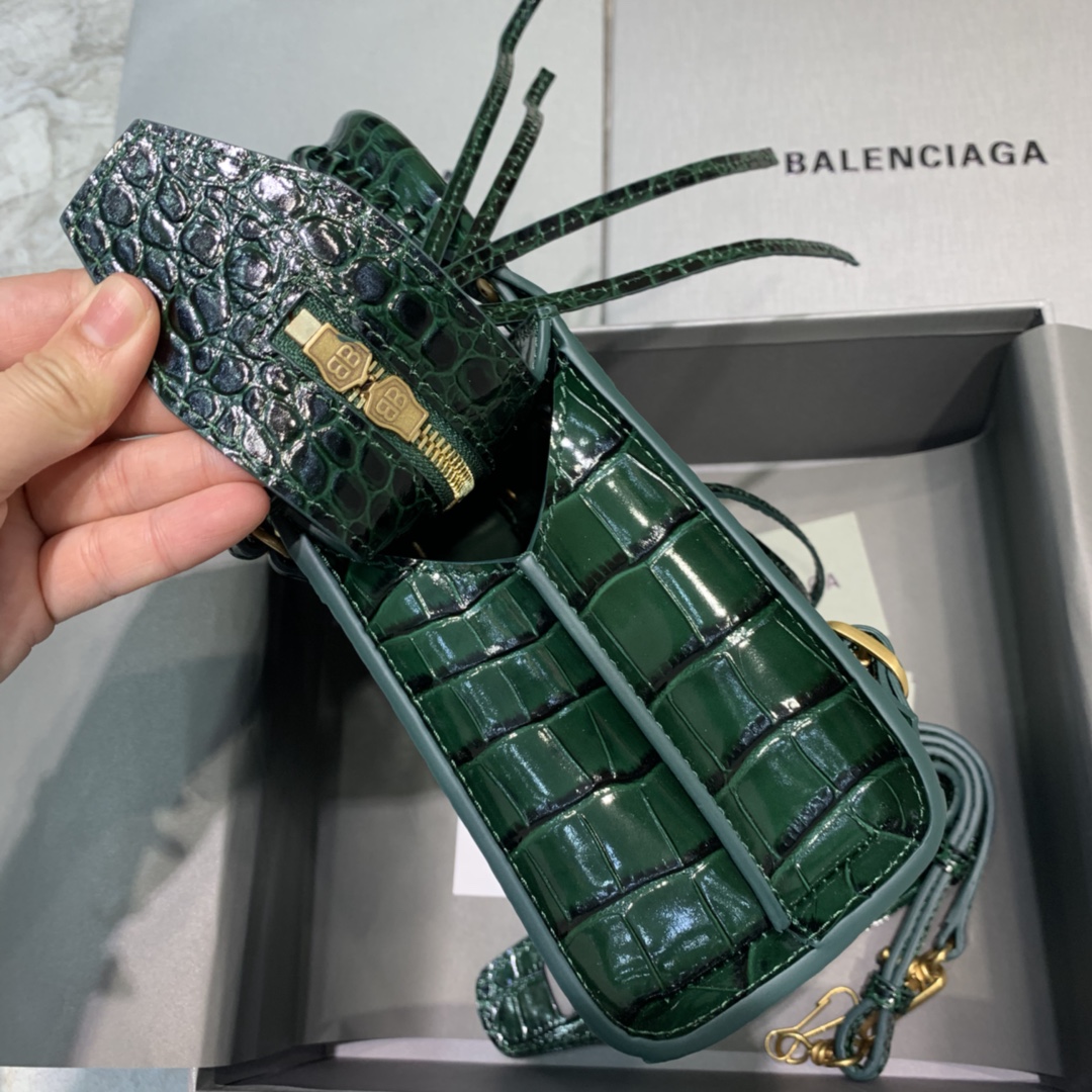 Ba1en*iaga Neo Classic Mini Handbag Black/Green For Women‎ 8.6in/21.8cm