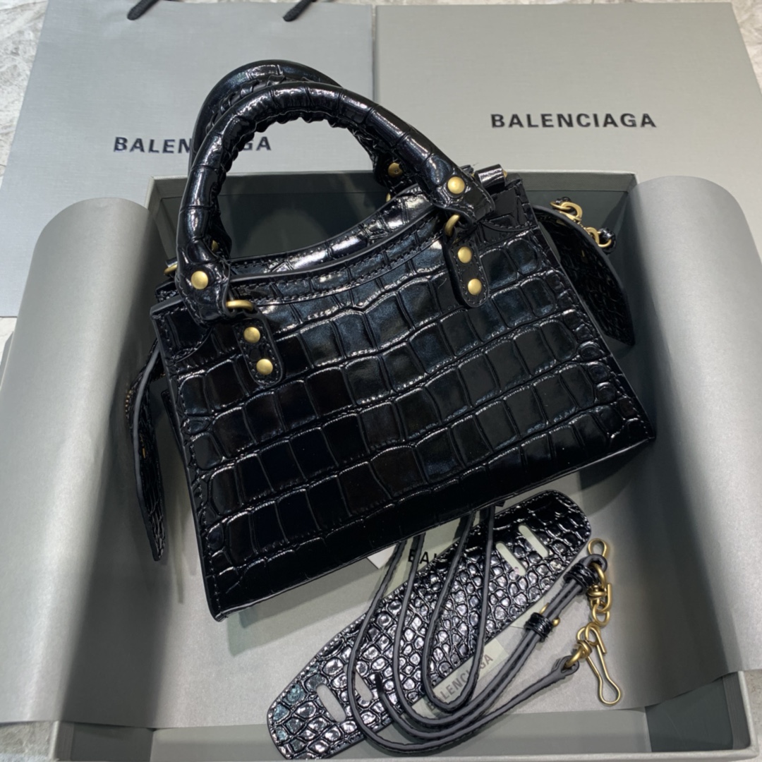 Ba1en*iaga Neo Classic Mini Handbag Black/Green For Women‎ 8.6in/21.8cm
