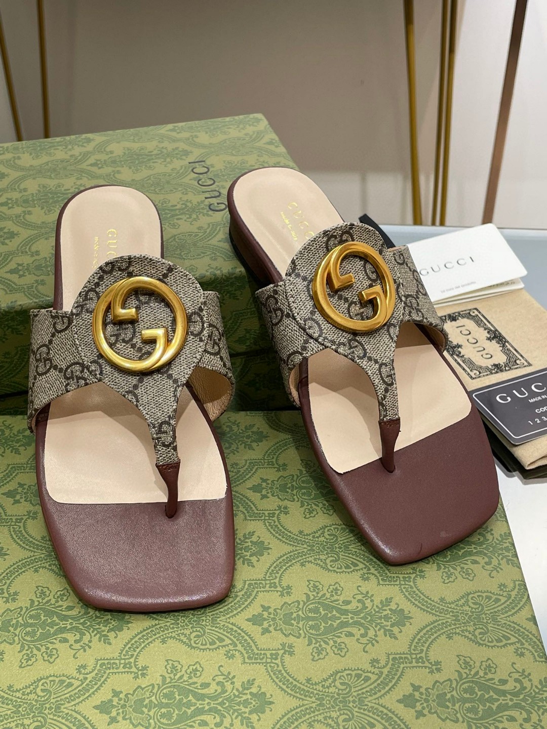 Gvc*1 Blondie Thong Sandal In Monogram Brown For Women 