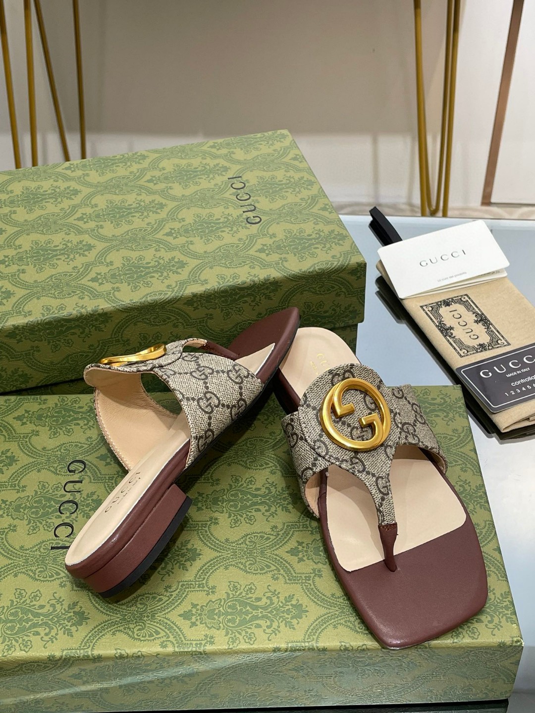 Gvc*1 Blondie Thong Sandal In Monogram Brown For Women 