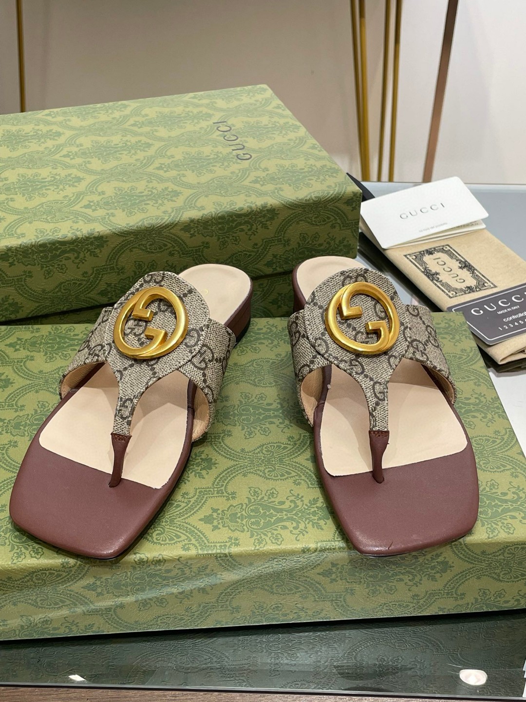 Gvc*1 Blondie Thong Sandal In Monogram Brown For Women 