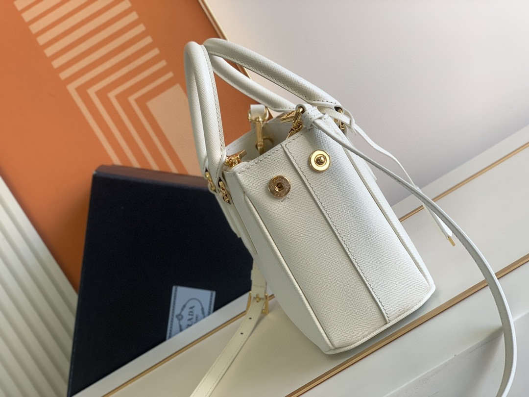 Pra*a Galleria Saffiano Mini Bag White/Beige/Blue/Dark Blue For Women 7.8 in / 20 cm 1BA906_NZV_F0009_V_EOM