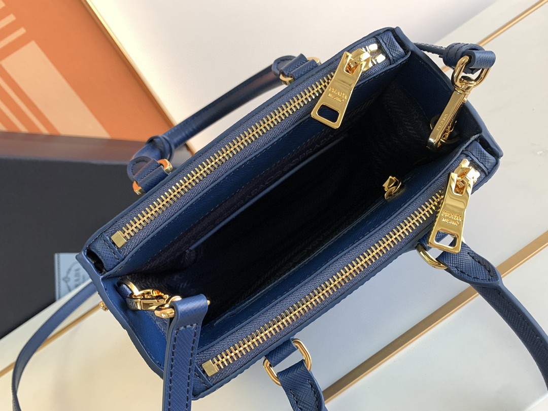 Pra*a Galleria Saffiano Mini Bag White/Beige/Blue/Dark Blue For Women 7.8 in / 20 cm 1BA906_NZV_F0009_V_EOM