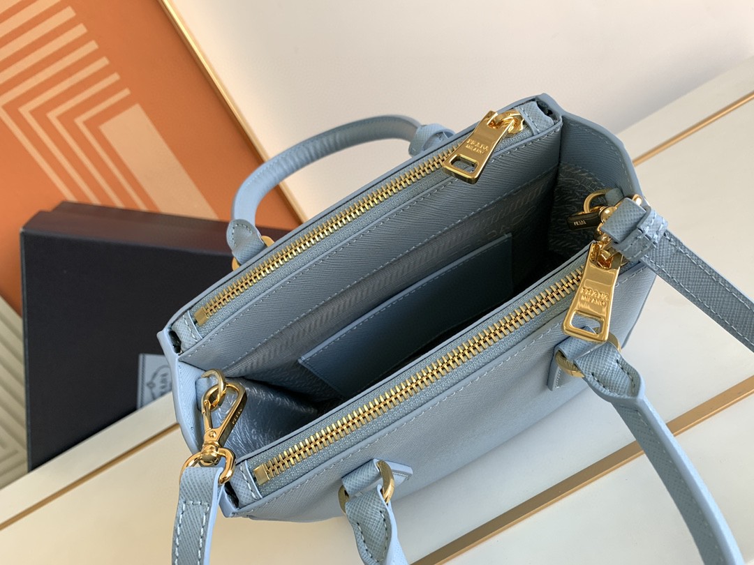Pra*a Galleria Saffiano Mini Bag White/Beige/Blue/Dark Blue For Women 7.8 in / 20 cm 1BA906_NZV_F0009_V_EOM