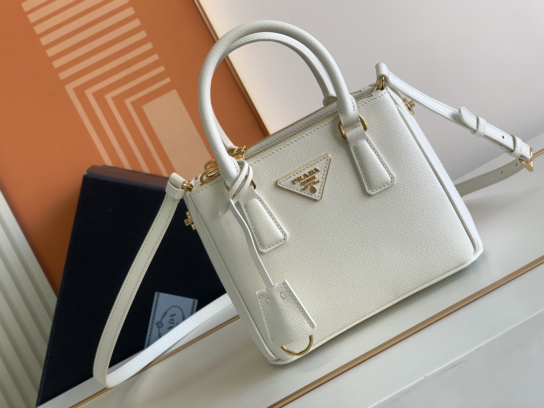 Pra*a Galleria Saffiano Mini Bag White/Beige/Blue/Dark Blue For Women 7.8 in / 20 cm 1BA906_NZV_F0009_V_EOM