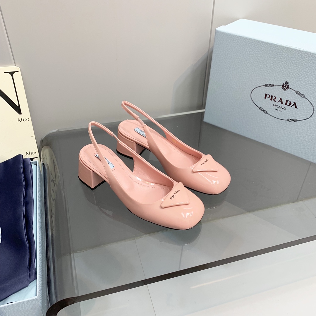 Pra*a Patent Slingback Pumps Light Pink For Women 2.1 in/ 5.5 cm