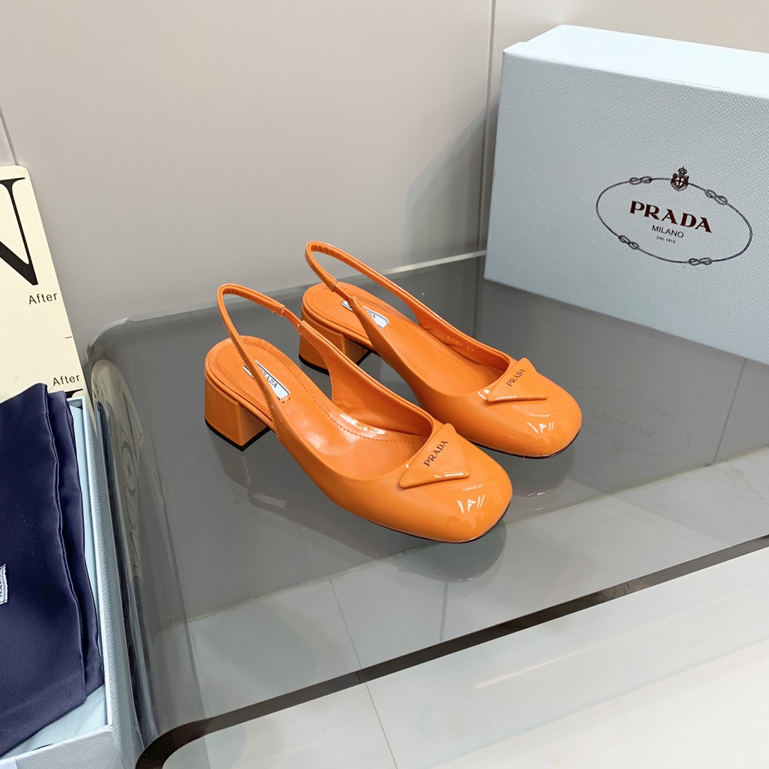 Pra*a Patent Slingback Pumps Orange For Women 2.1 in/ 5.5 cm