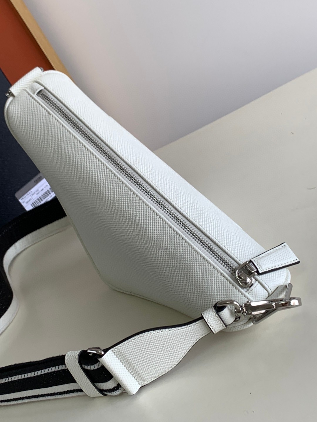 Pra*a Saffiano Pra*a Triangle Bag Green/Black/White For Women 11.1 in / 28 cm 2VH155_2FAD_F0458_V_OOO