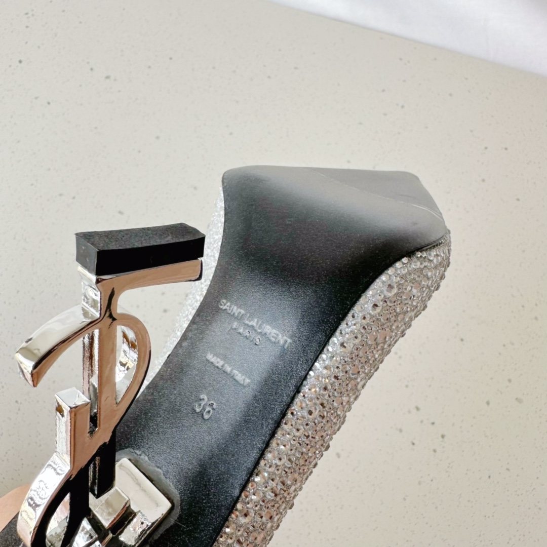 Sa1nt Lau*nt Opyum Pumps In Rhinestones Silver For Women