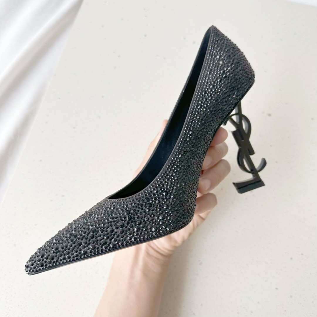 Sa1nt Lau*nt Opyum Pumps In Rhinestones Black For Women 578947AAA4Z1012