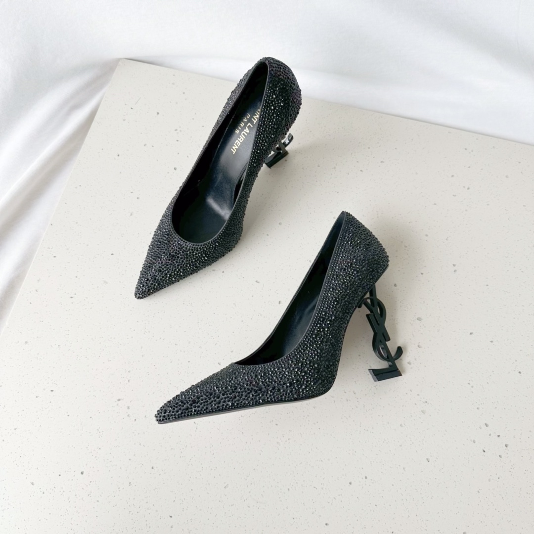 Sa1nt Lau*nt Opyum Pumps In Rhinestones Black For Women 578947AAA4Z1012