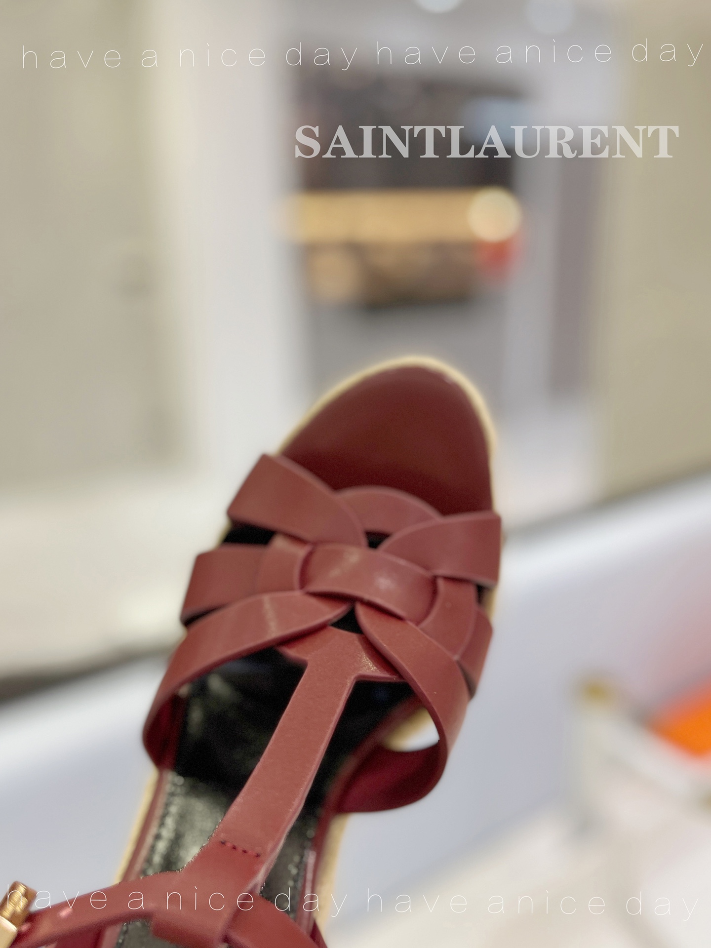 Sa1nt Lau*nt Tribute Espadrilles In Smooth Burgundy For Women 611924BDA002206