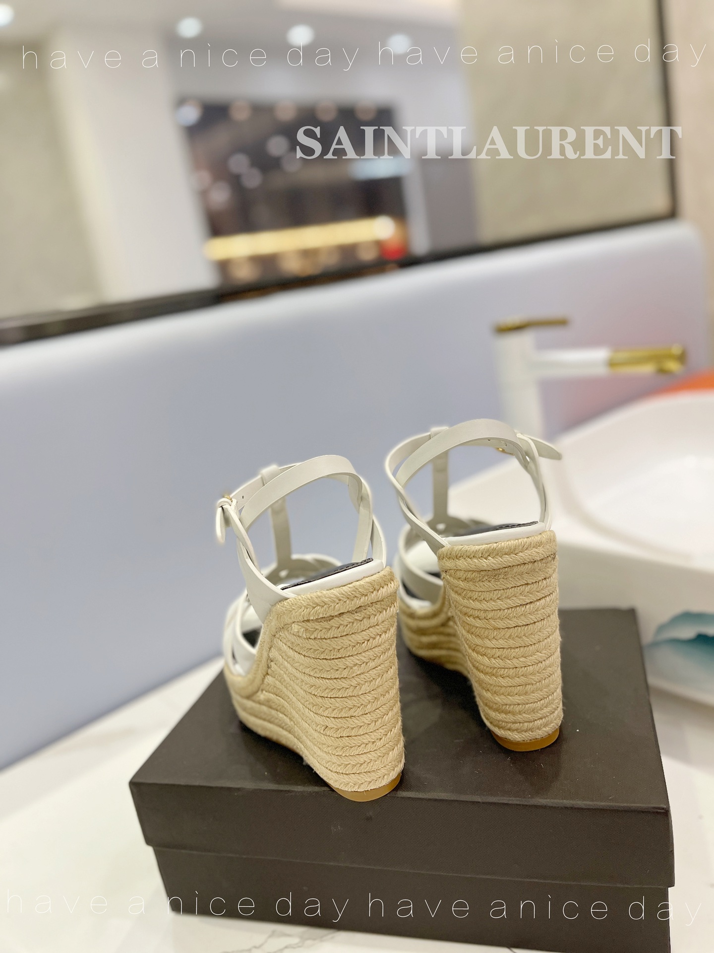 Sa1nt Lau*nt Tribute Espadrilles In Smooth White For Women 611924BZC009008