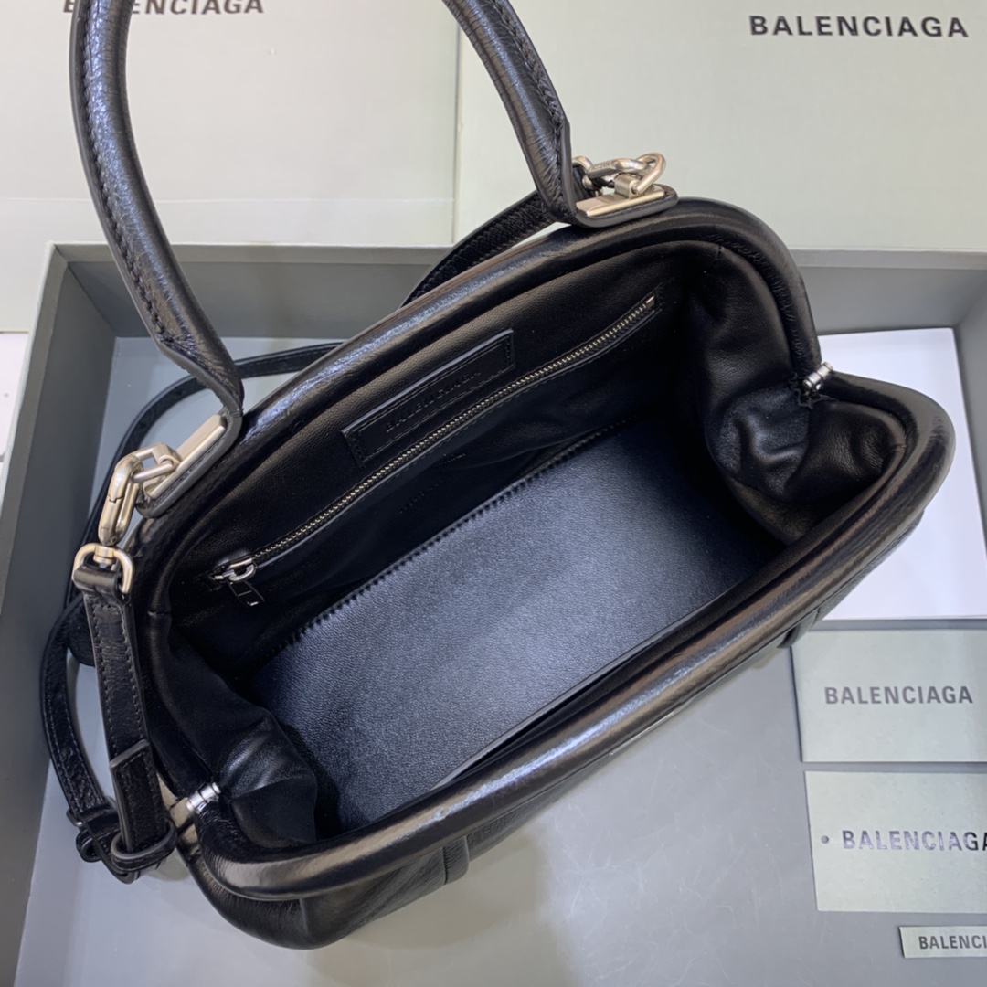 Ba1en*iaga Editor Small Top Handle Bag Pink/Black For Women 10.6 in/27 cm