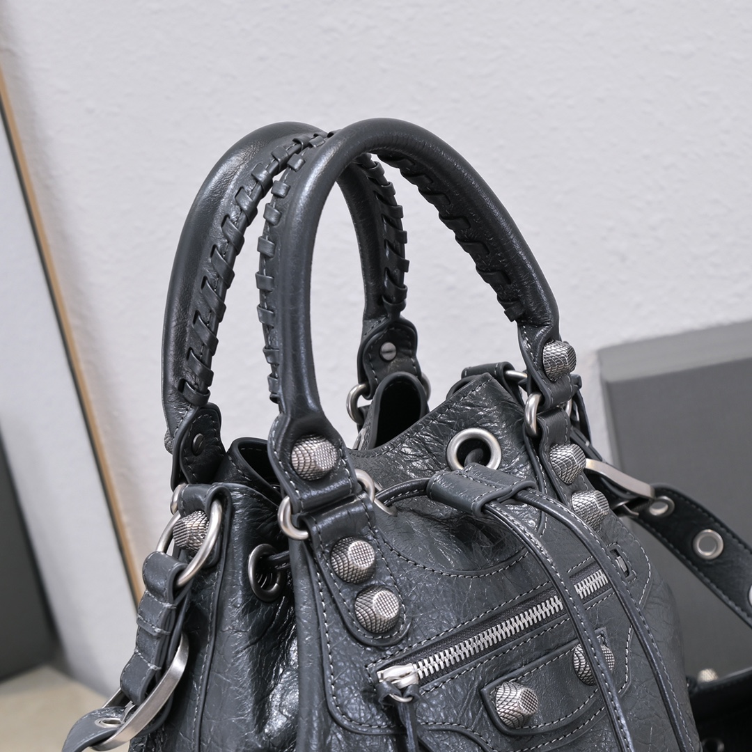 Ba1en*iaga Le Cagole Small Bucket Bag In White/Black/Purple For Women 11.8in/30 cm