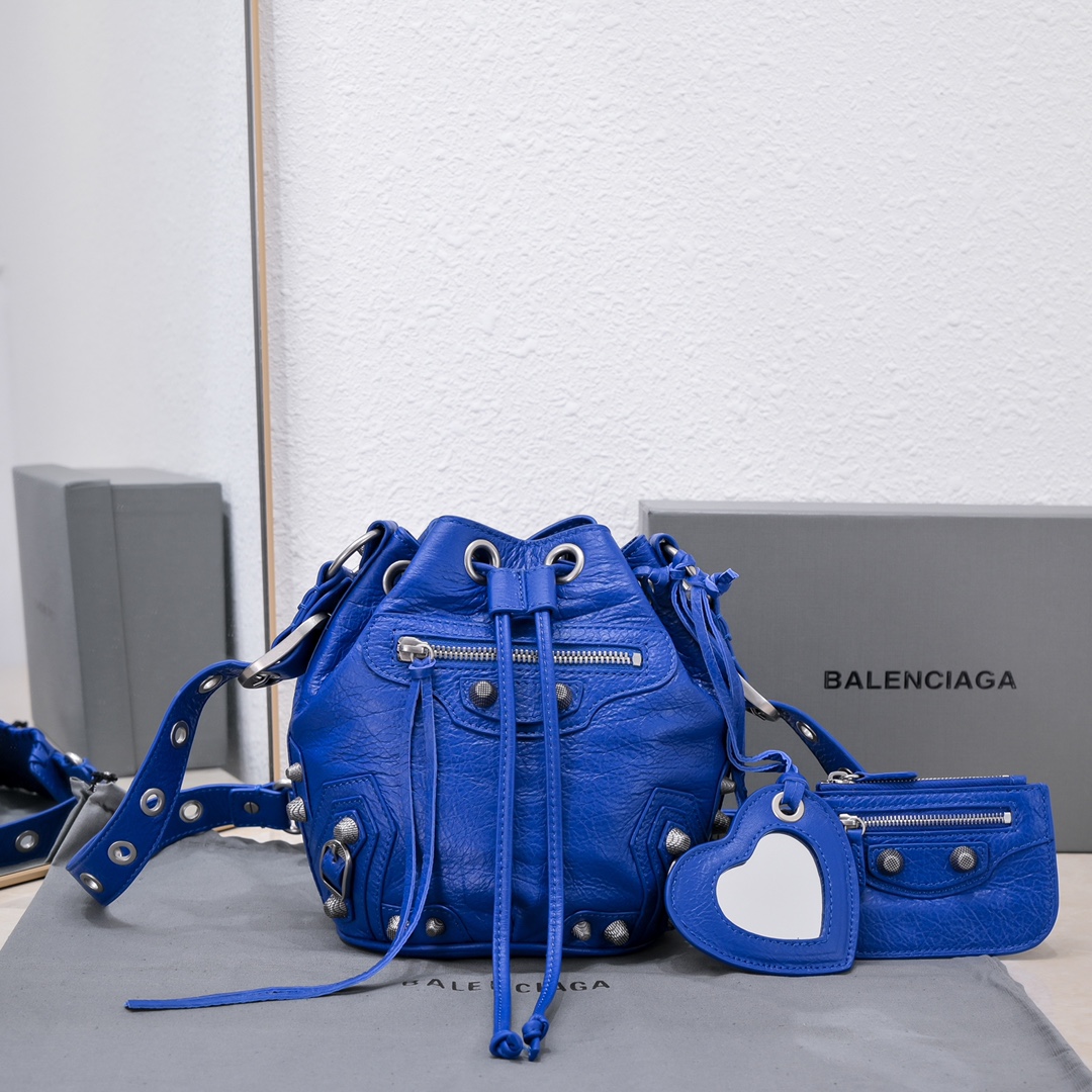 Ba1en*iaga Le Cagole Xs Bucket Bag Purple/Pink/Red/Blue/Green For Women 7.8in/20 cm