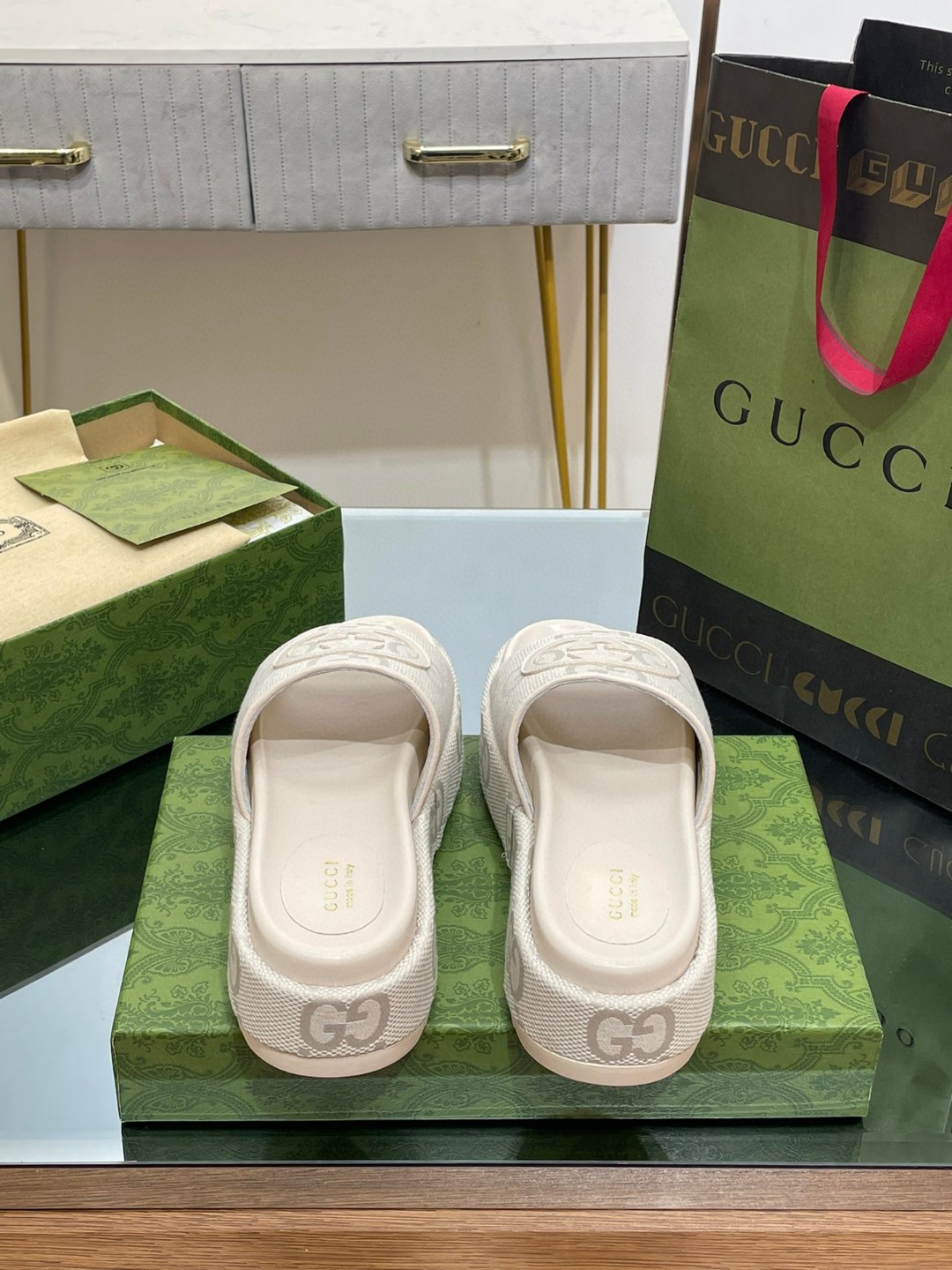 Gvc*1 Platform Slide Sandal White For Women ‎
