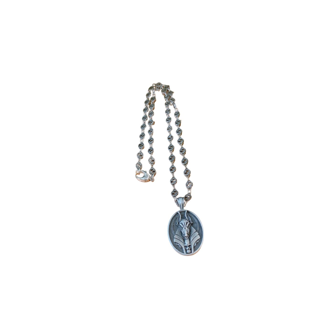Gvc*1 Anubis Deity Necklace Silver Tone For Women