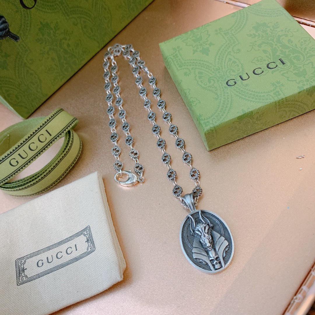 Gvc*1 Anubis Deity Necklace Silver Tone For Women