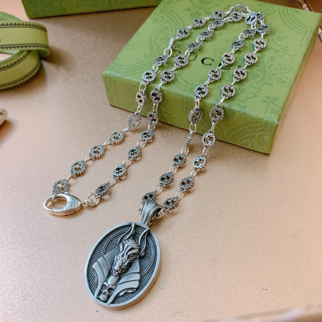 Gvc*1 Anubis Deity Necklace Silver Tone For Women
