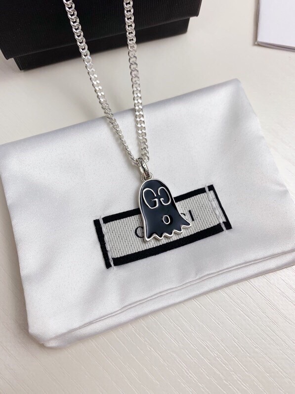 Gvc*1 Black Bell Necklace Silver Tone For Women