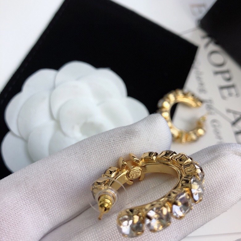 Ch**el C Shape Earrings Gold Tone For Women